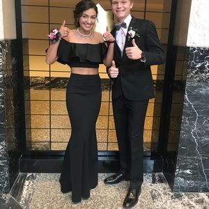 JOVANI OFF SHOULDER 2 PIECE PROM DRESS